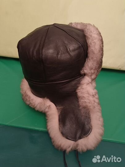 Шапка ушанка меховая натуральная кожа размер 58-59