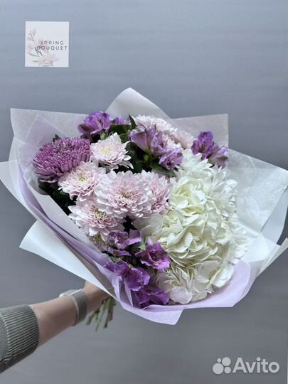 Букеты и цветы. Гортензия и гипсофилы