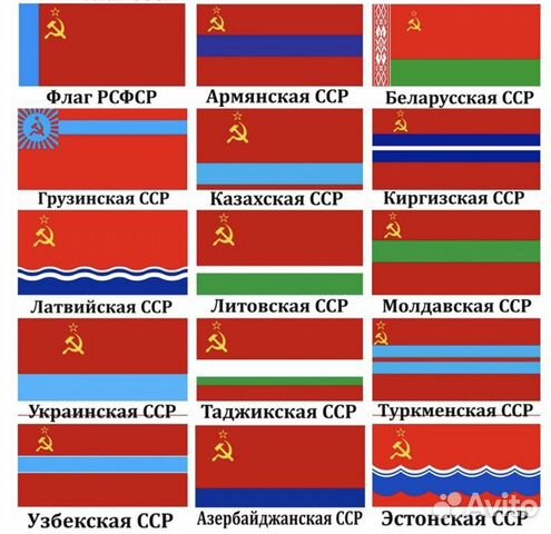 Флаги республик рф фото с названием Флаги союзных республик СССР купить в Пензе Хобби и отдых Авито