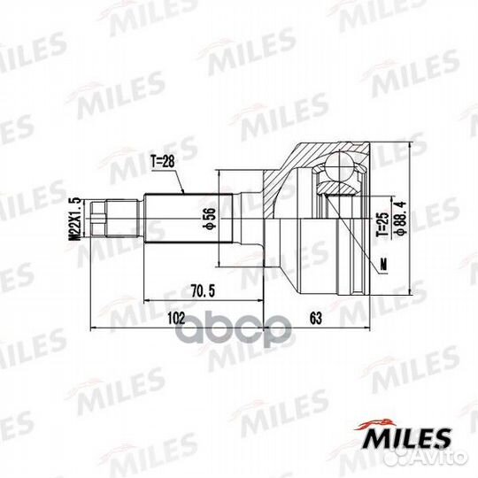 Шрус miles KIA sorento 02-08 25x56x28 наруж GA2
