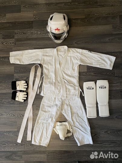 Кимоно детское, шлем, защита, перчатки