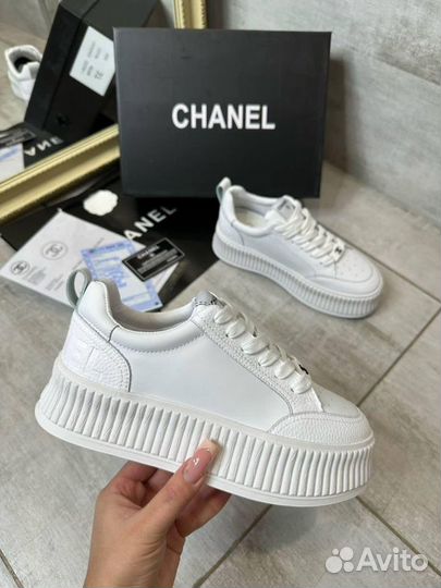 Белые Кеды chanel на платформе