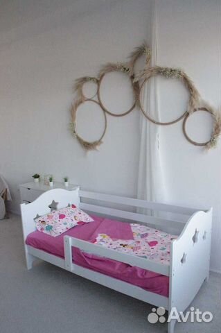 Кроватка из натурального дерева сингл детская с бо