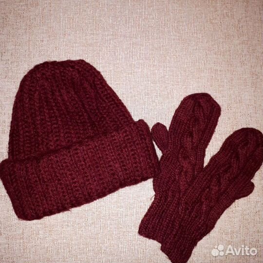 Шапка варежки комплект из мохера