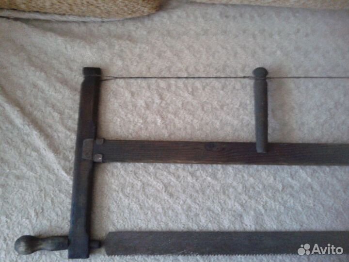 Старинная лучковая пила, длина 83 см с полотном