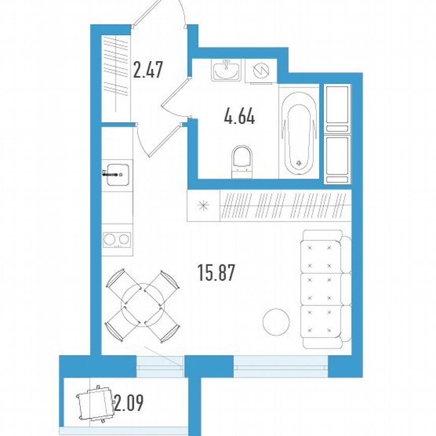 Квартира-студия, 23 м², 10/25 эт.