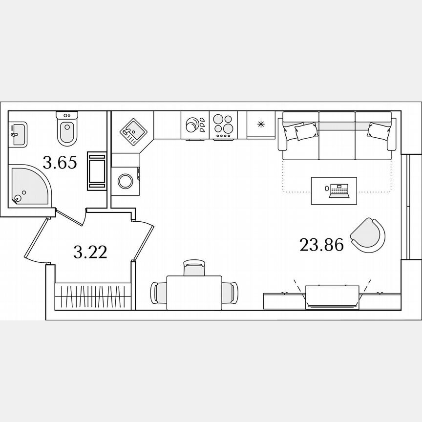 Квартира-студия, 30,7 м², 3/22 эт.