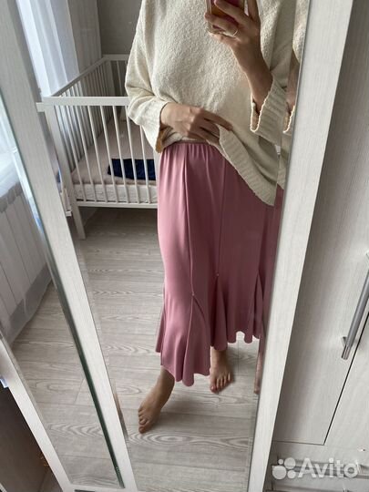 Юбка миди розовая
