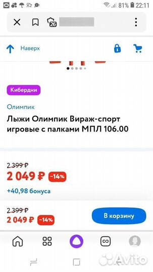 Лыжи беговые детские 100 см