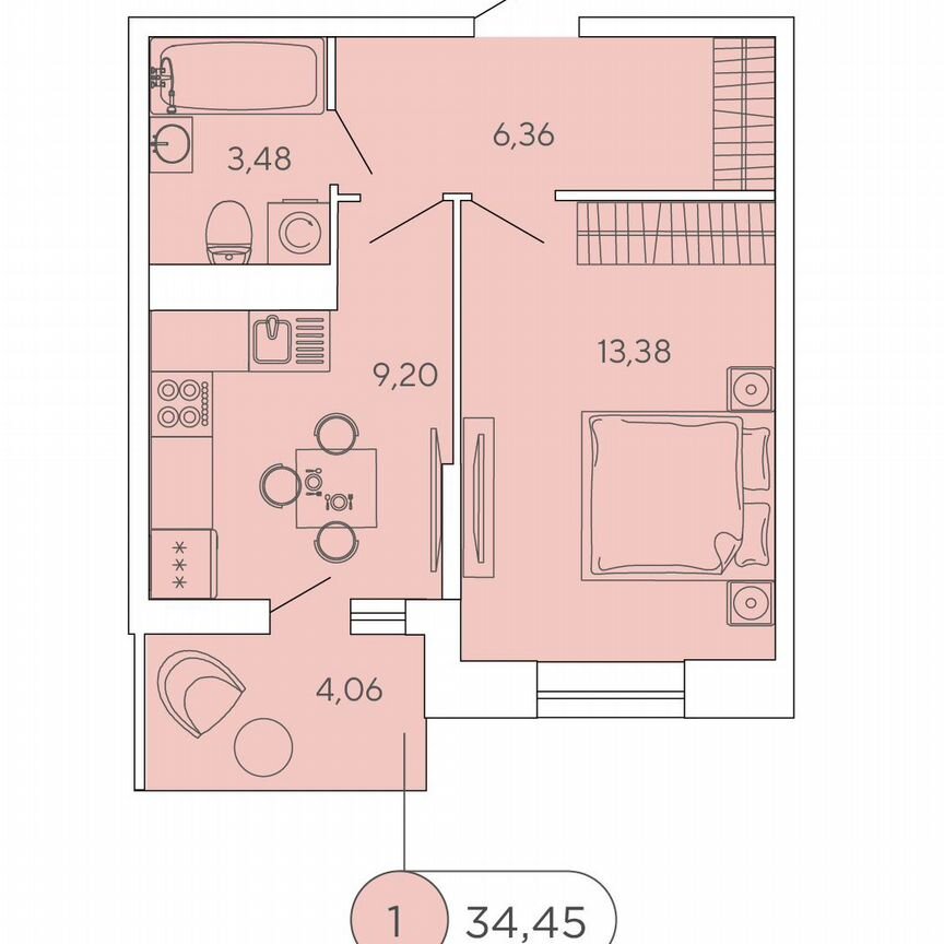 1-к. квартира, 34,5 м², 11/12 эт.