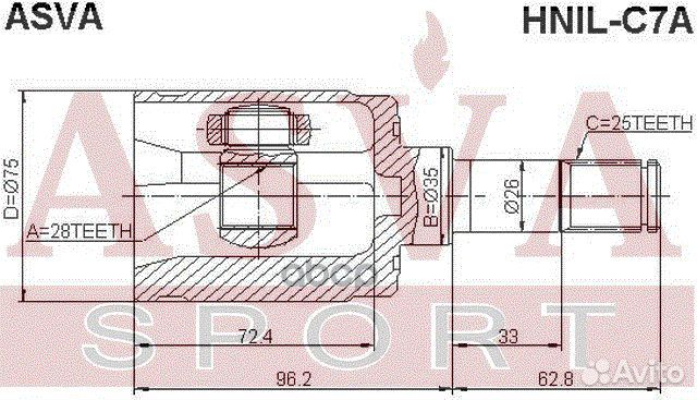 ШРУС внутренний левый 28x35x25 honda civic 2001