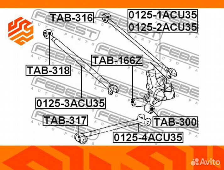 Сайлентблок цапфы плавающий febest TAB166Z задний