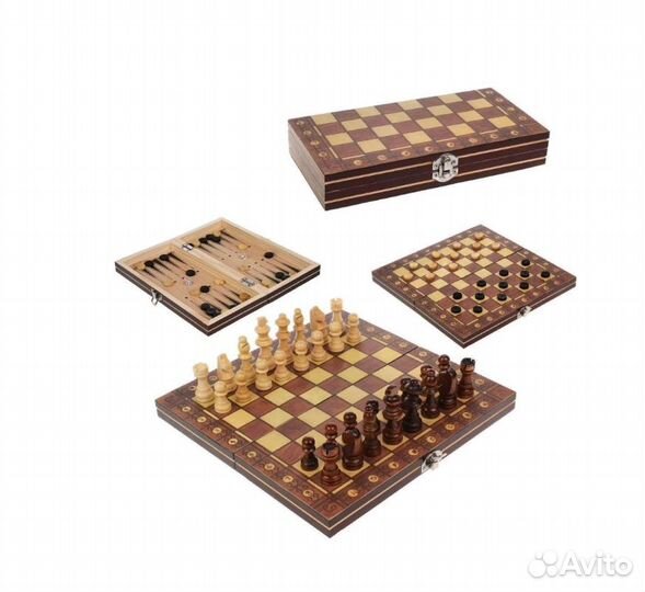 Игра 3 в 1 шахматы, шашки, нарды кости, 200367957
