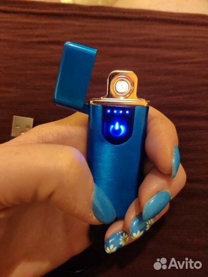 USB зажигалка новая синяя