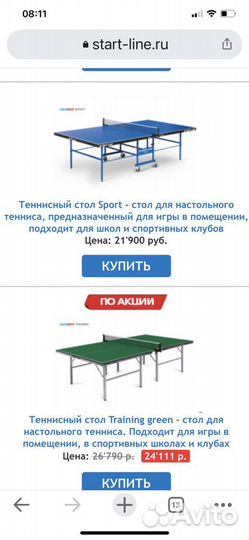 Теннисный стол Старт лайн спорт