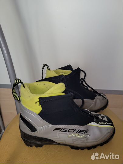 Лыжи беговые fisher 160см, ботинки, палки