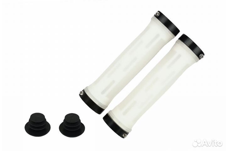 Грипсы MTB HL-G309, 130мм,с 2 грипстопами, белые