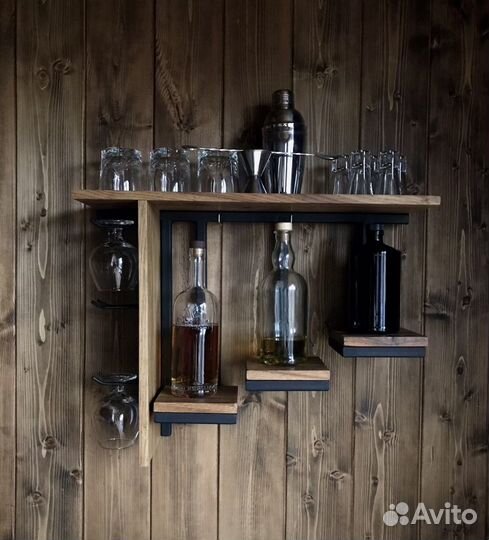 Полка для алкоголя лофт. Мини бар