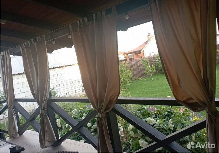 Шторы уличные Оксфорд для веранды беседки бежевые