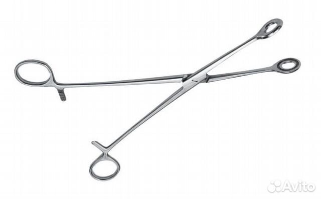 Щипцы геморроидальные, металл, окончатые, прямые