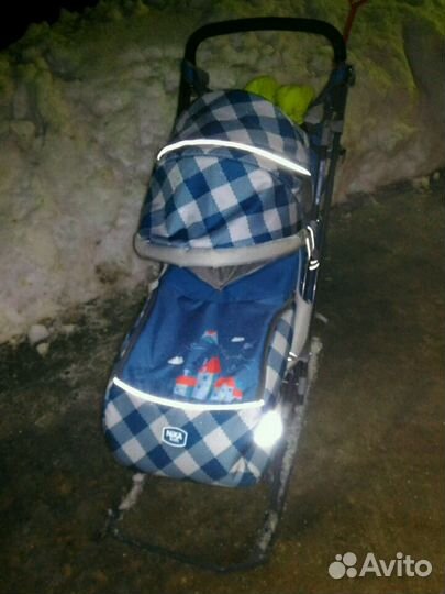 Санки коляска Ника Детям 7-4,капри в клетку