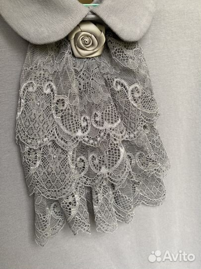 Блузка для девочки школьная серая 152-158