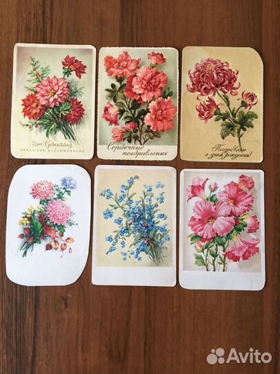 Открытки из СССР цветы 60 годов