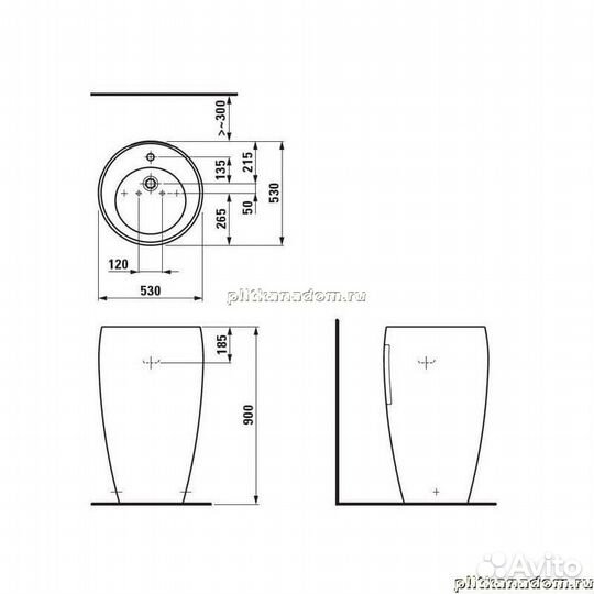 Laufen Alessi 8.1197.2.400.104.1 раковина со встроенным пьедесталом