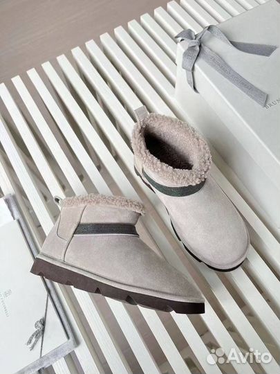 Ботинки женские Brunello Cucinelli grey suede