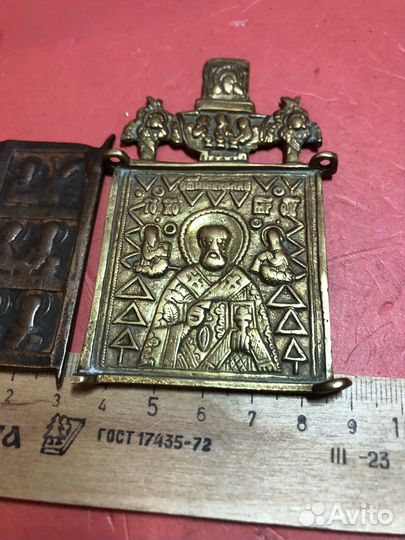 Старинные латунные створки от складней