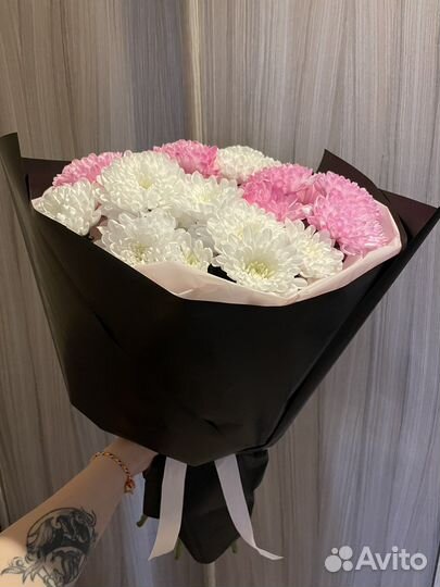 Хризанты букет живые цветы подарок