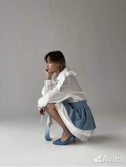 Платье-рубашка с джинсовой баской permanentno