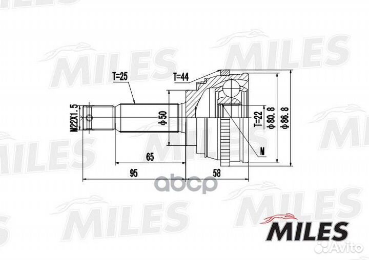 Шрус hyundai verna 1.5 99- нар.(ABS) GA20175 Miles