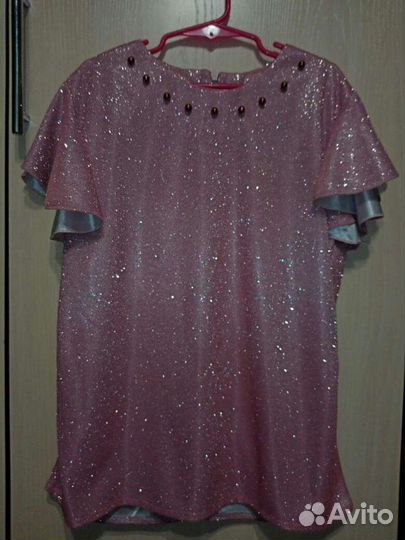 Блузка блестящая праздничная для девочки размер xs