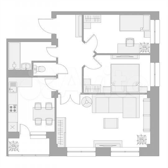 3-к. квартира, 63,8 м², 6/7 эт.