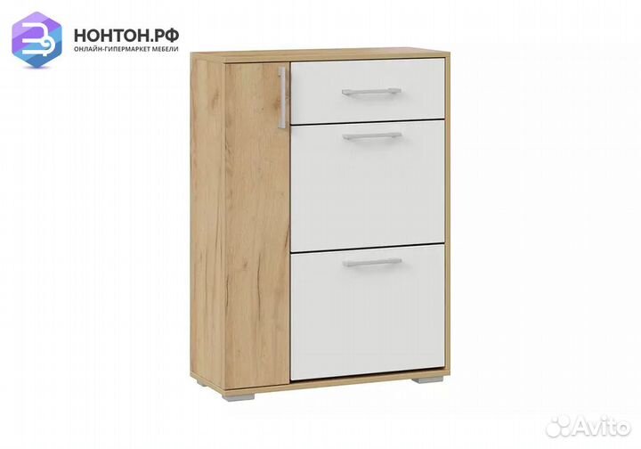 Тумба для обуви Ханна дуб крафт золотой / белый яс