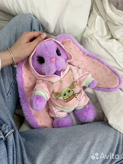 Мягкая игрушка заяц меховой ручная работа