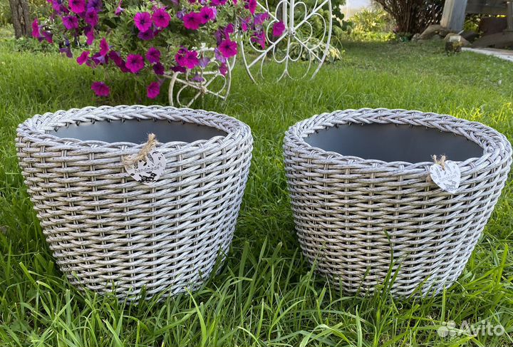 Кашпо из искусственного ротанга 12 л