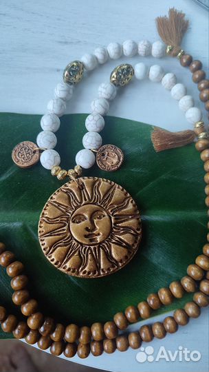 Бусы длинные с солнцем в бохо стиле