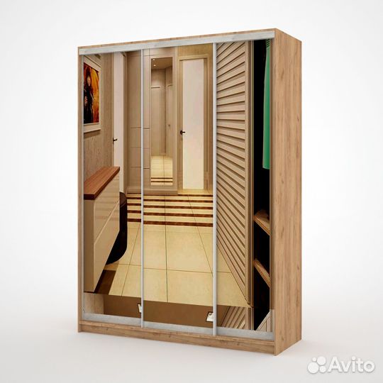 Шкаф-купе Вевер-200k дуб крафт золотой прихожая на