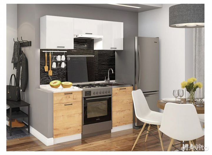 Кухонный гарнитур Дуся 2 белый бриллиант