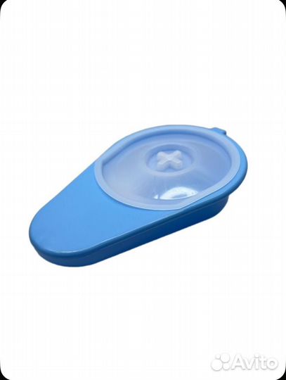 Судно утка для лежащих больных с крышкой, голубое