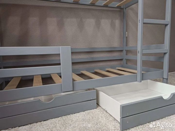 Двухъярусная кровать, массив сосны, цвета на выбор