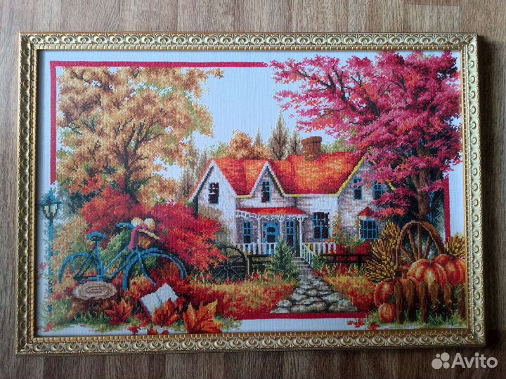 Картина вышитая крестом, ручная работа 55*75