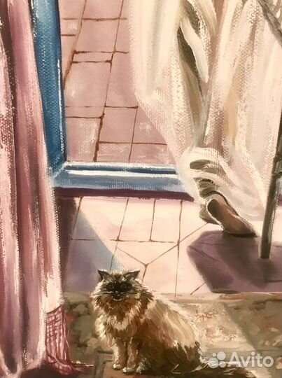 Подарок учителю Картина маслом девушка у моря обна