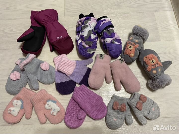 Шапка для девочки варежки манишка тюрбан