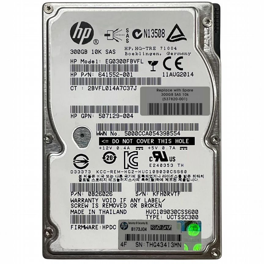 [537820-001] Жесткий Диск Hp 300gb 10000 Sas 2,5" Hd 537820-001