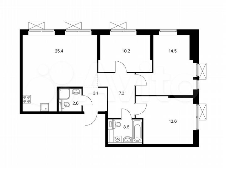 3-к. квартира, 80,2 м², 19/33 эт.