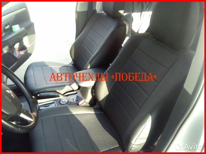 Чехлы Mitsubishi Outlander 3 из экокожи чёрные