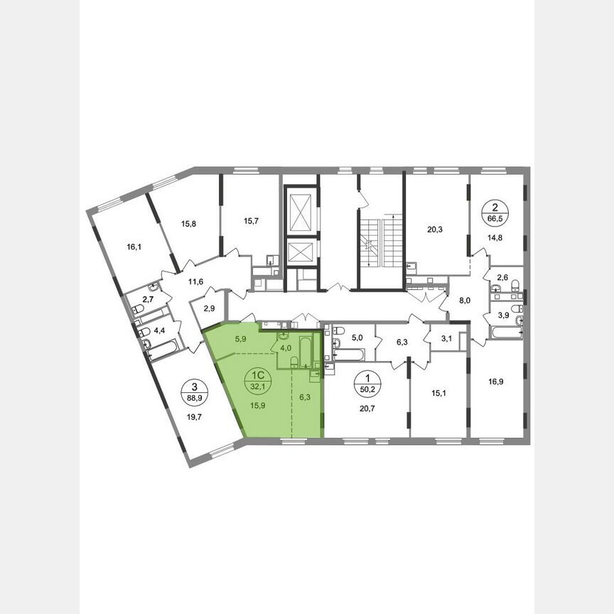 Квартира-студия, 32,1 м², 9/17 эт.